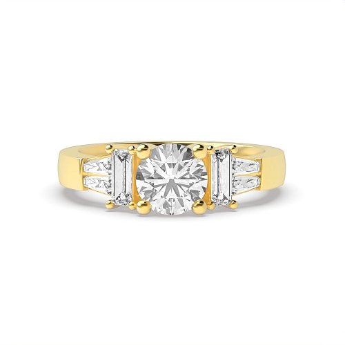4 Prong Round Yellow Gold Unique Engagement Rings