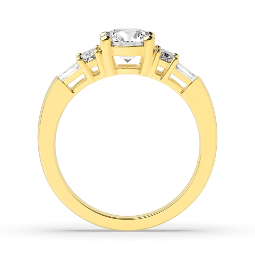 4 Prong Round Yellow Gold Unique Engagement Rings