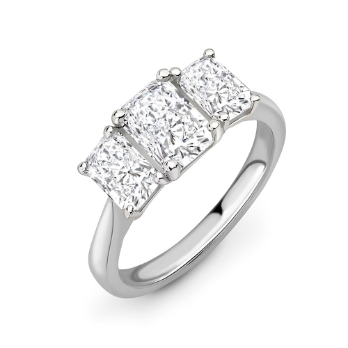 6 Prong Radiant Three Stone Engagement Rings