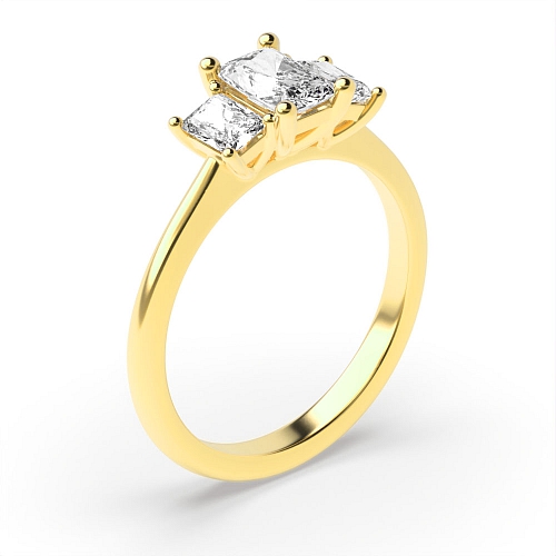 6 Prong Radiant Yellow Gold Basket set Engagement Rings