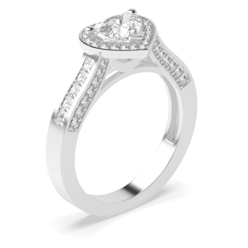4 Prong Heart Halo Engagement Rings