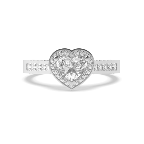 Prong Heart Vintage Halo Engagement Ring