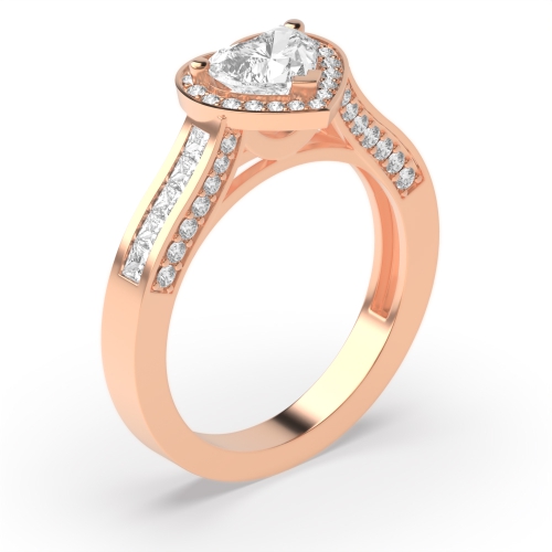 Prong Heart Rose Gold Vintage Wedding Engagement Rings