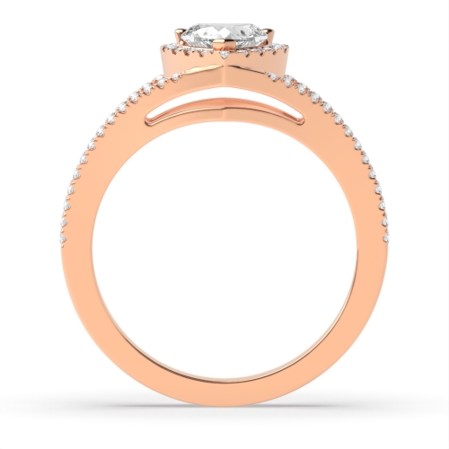 Prong Heart Rose Gold 2 row delicate shoulder Engagement Rings