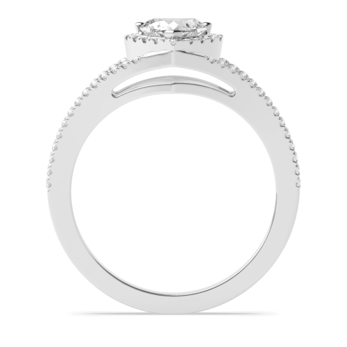 Prong Heart 2 row delicate shoulder Moissanite Engagement Rings
