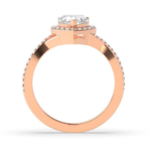 Prong Heart Rose Gold Halo Engagement Ring