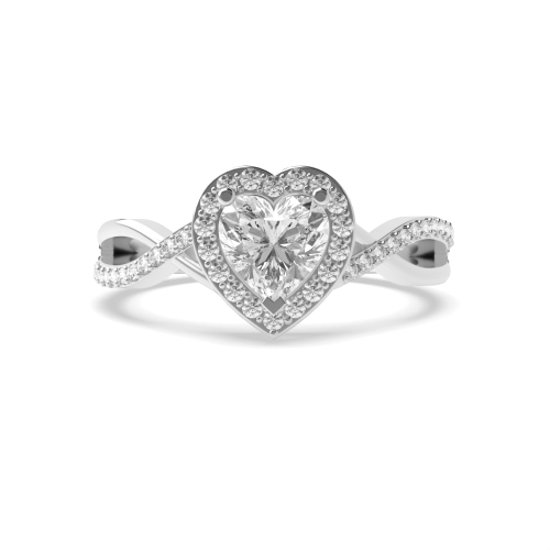 Prong Heart White Gold Halo Engagement Ring