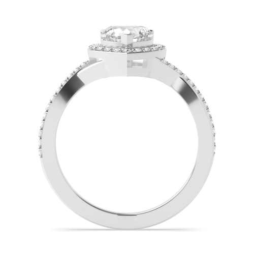 Prong Heart Platinum Halo Engagement Ring