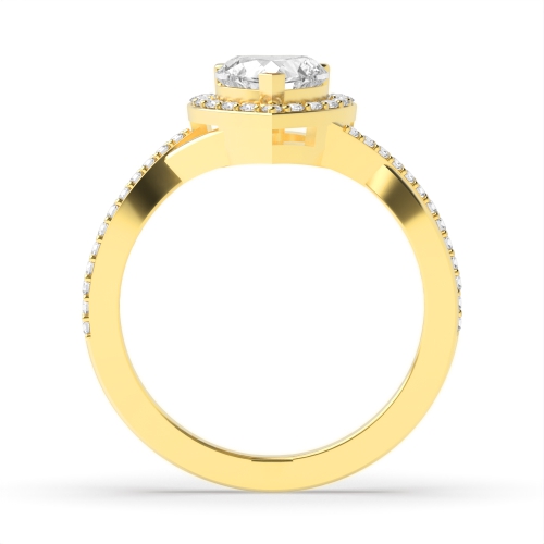 Prong Heart Yellow Gold Halo Engagement Ring