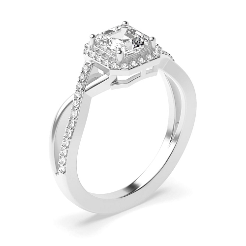 Asscher Intervene shoulder Engagement Rings