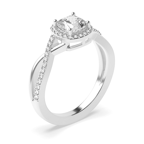 Cushion Intervene shoulder Halo Engagement Rings