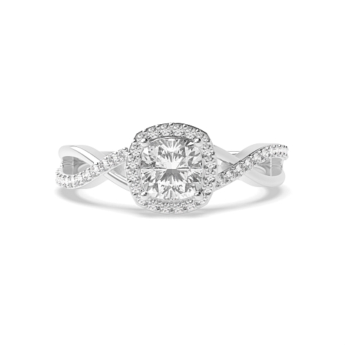Cushion Intervene shoulder Halo Engagement Rings