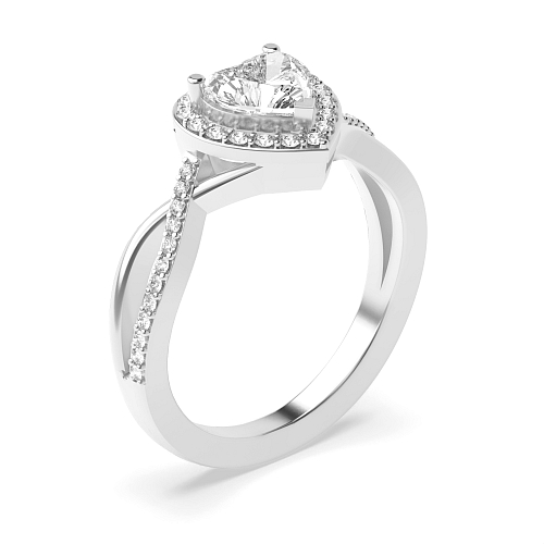 Prong Heart intervene Shoulder Halo Engagement Ring