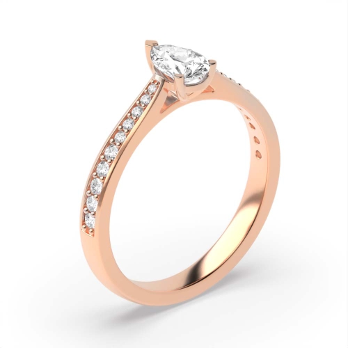 Prong Pear Rose Gold Delicate tape down shoulder Engagement Rings