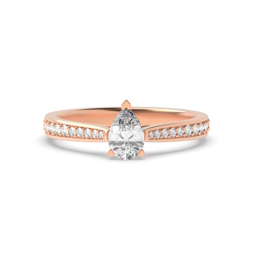 Prong Pear Rose Gold Delicate tape down shoulder Engagement Rings