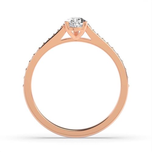 Prong Pear Rose Gold Delicate tape down shoulder Engagement Rings
