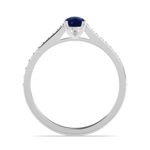 Prong Pear Delicate tape down shoulder Blue Sapphire Engagement Rings