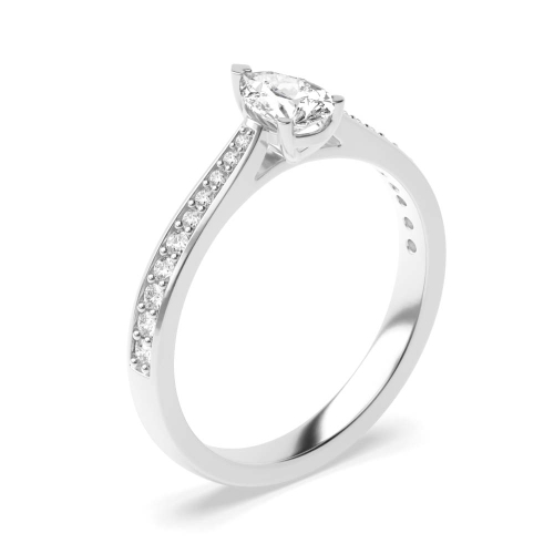 1 carat  Prong Pear Delicate tape down shoulder Engagement Rings