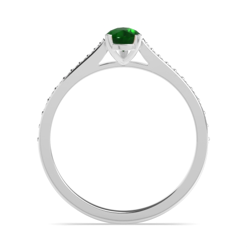 Prong Pear Delicate tape down shoulder Emerald Side Stone Engagement Rings
