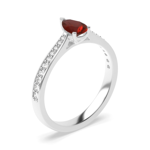 Prong Pear Delicate tape down shoulder Garnet Engagement Rings