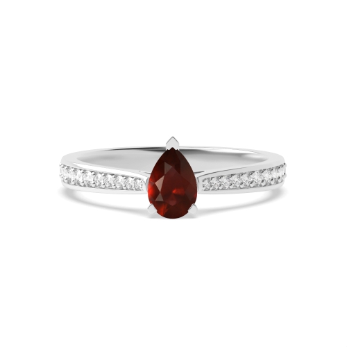 Prong Pear Delicate tape down shoulder Garnet Engagement Rings