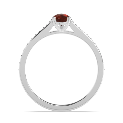Prong Pear Delicate tape down shoulder Garnet Engagement Rings