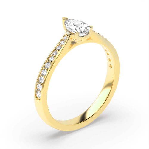 Prong Pear Yellow Gold Delicate tape down shoulder Engagement Rings