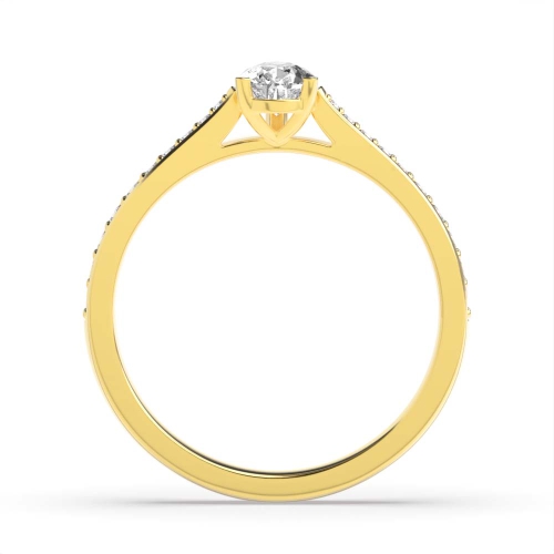 Prong Pear Yellow Gold Delicate tape down shoulder Engagement Rings