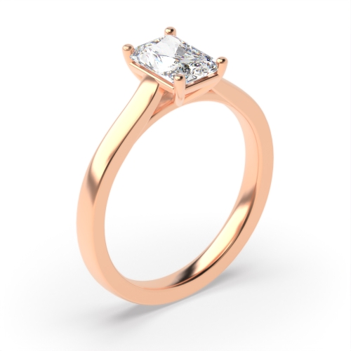 4 Prong Radiant Rose Gold Crossover classic Engagement Rings