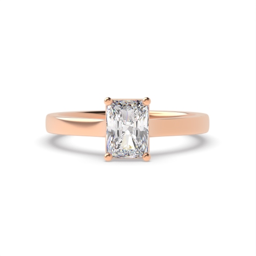 4 Prong Radiant Rose Gold Crossover classic Engagement Rings
