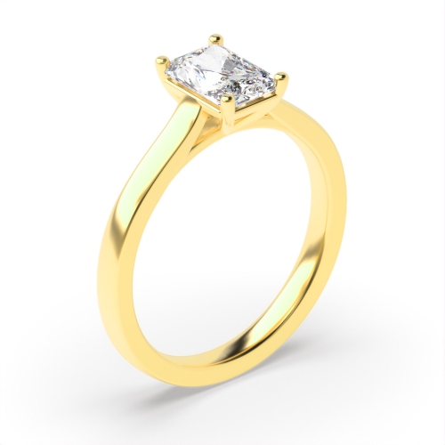 4 Prong Radiant Yellow Gold Crossover classic Engagement Rings