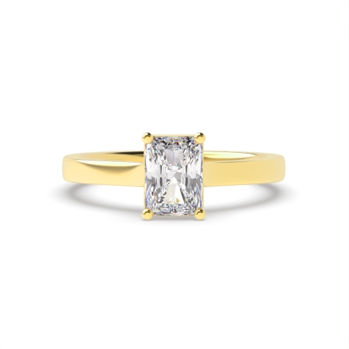 4 Prong Radiant Yellow Gold Crossover classic Engagement Rings