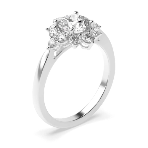4 Prong Setting Round Shape Cluster Diamond Halo Diamond Engagement Rings