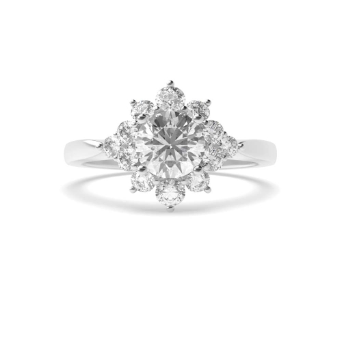 4 Prong Round Cluster Halo Engagement Ring