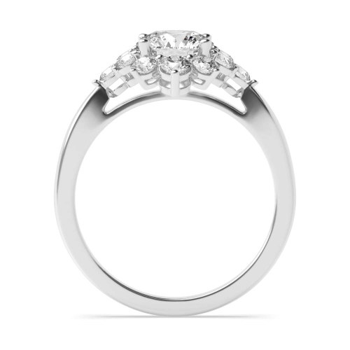 4 Prong Round Cluster Halo Engagement Ring