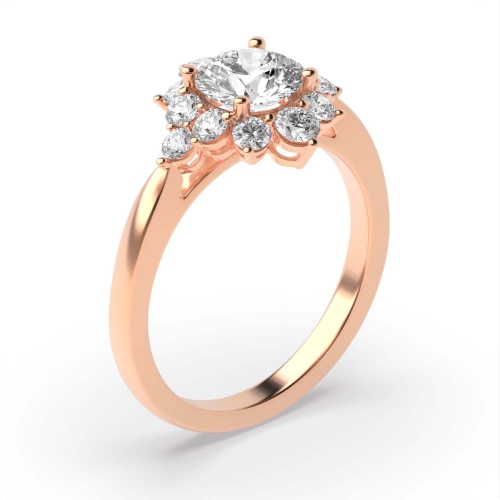 4 Prong Round Rose Gold Cluster Vintage Wedding Engagement Rings
