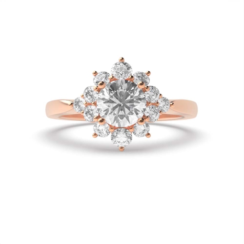 4 Prong Round Rose Gold Cluster Vintage Wedding Engagement Rings