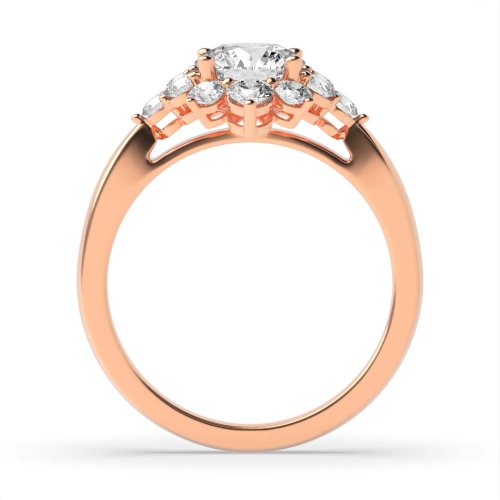 4 Prong Round Rose Gold Cluster Vintage Wedding Engagement Rings