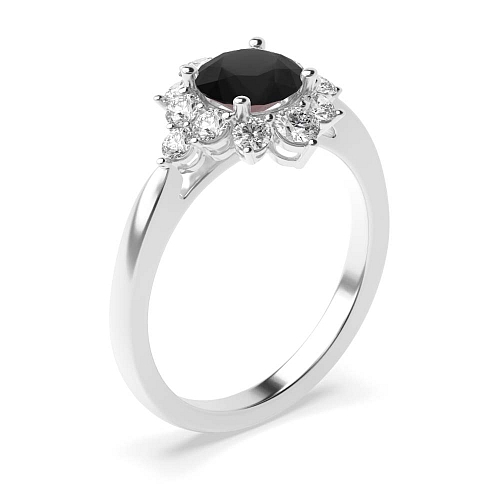 Round Cluster Black Diamond Engagement Rings