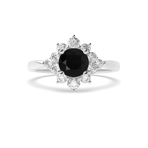 Round Cluster Black Diamond Engagement Rings