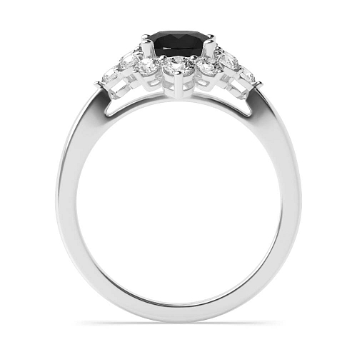 Round Cluster Black Diamond Engagement Rings
