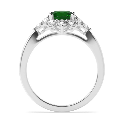 4 Prong Round Cluster Emerald Halo Engagement Rings