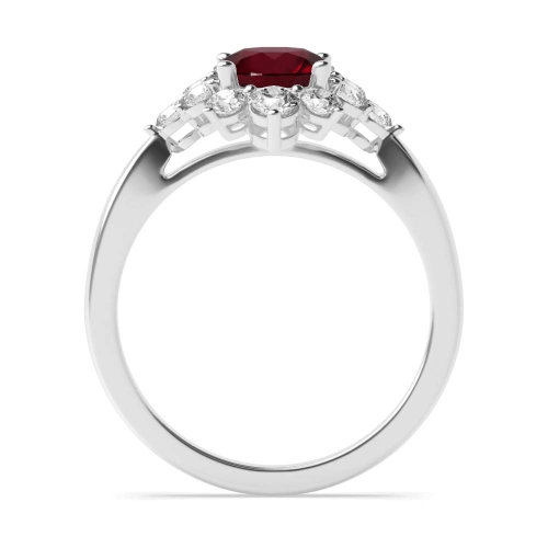 4 Prong Round Cluster Ruby Engagement Rings