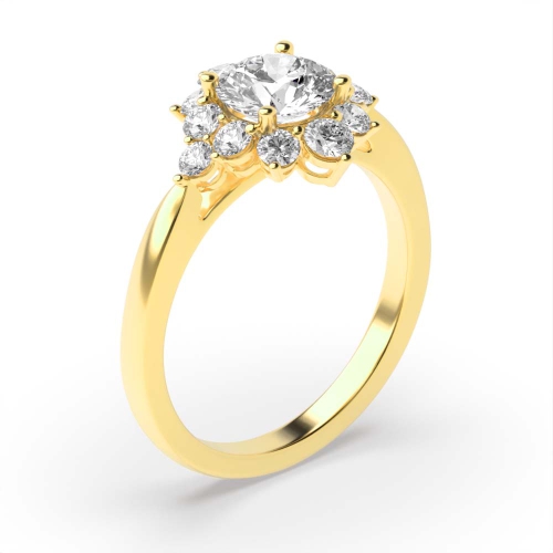 4 Prong Round Yellow Gold Cluster Antique Engagement Rings