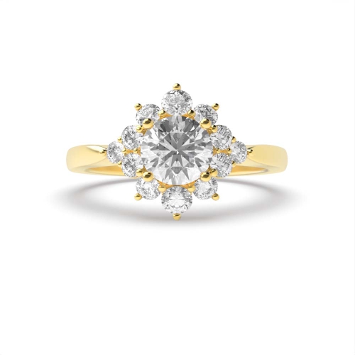 4 Prong Round Yellow Gold Cluster Antique Engagement Rings