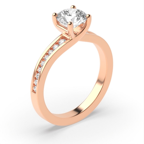 4 Prong Round Rose Gold Crossover claw Engagement Rings