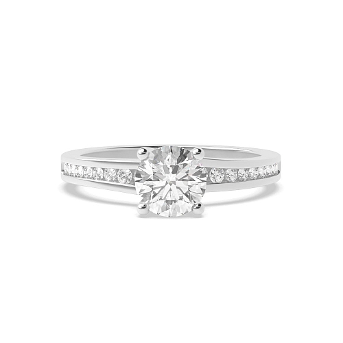 4 Prong Round Crossover claw Side Stone Engagement Rings