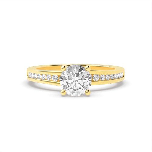 4 Prong Round Yellow Gold Crossover claw Engagement Rings