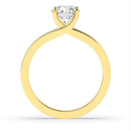4 Prong Round Yellow Gold Crossover claw Engagement Rings