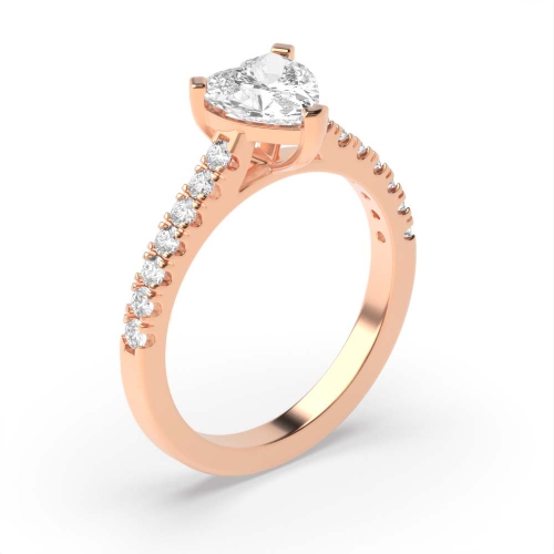 Heart Shape Shoulder Set Diamond Engagement Ring in Gold and Platinum